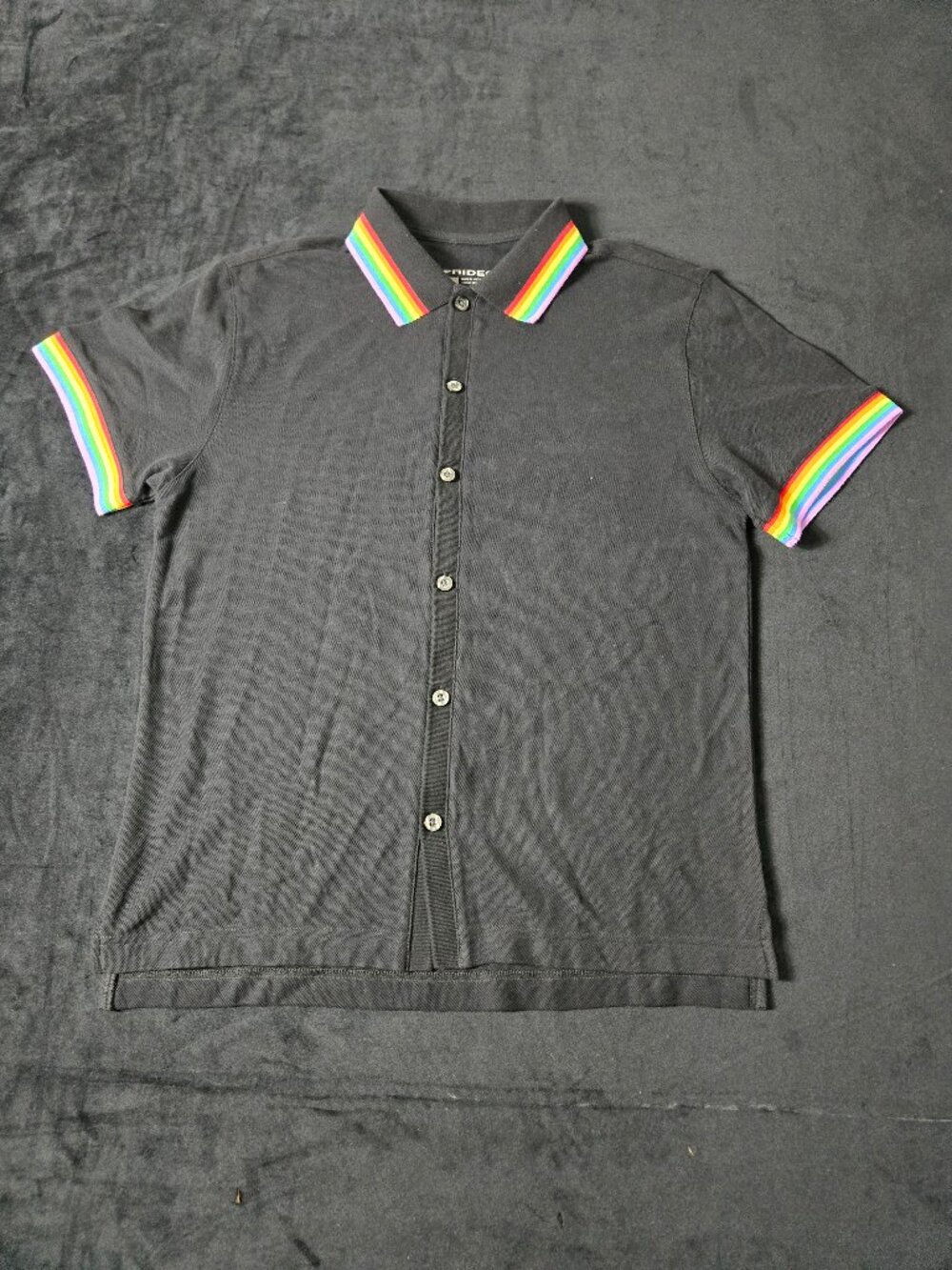 Target Pride Adult XS Black Rainbow Trim Button Front Polo Shirt